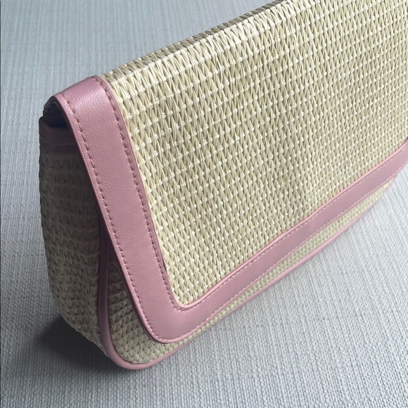 Lancome raffia straw Clutch cosmetics pouch cream/pink - Picture 3 of 15